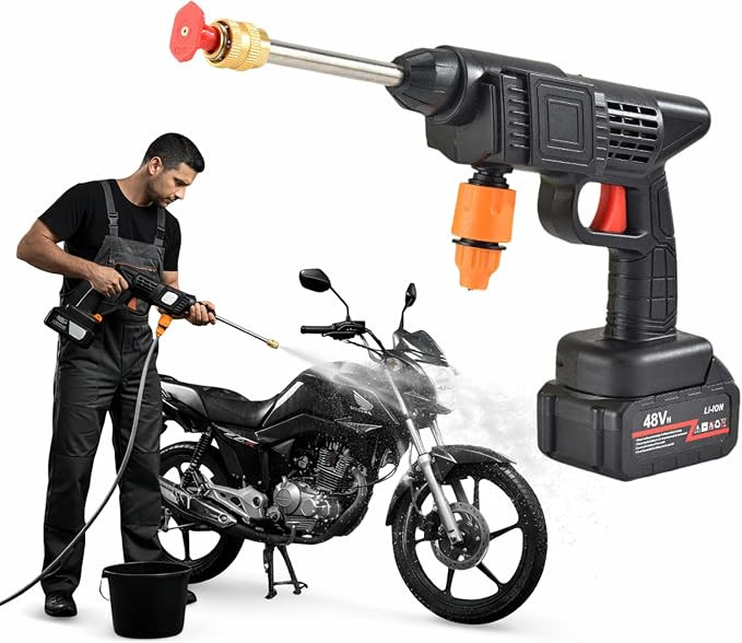 Lavadora Portátil Alta Pressão 48V Sem Fio – Lava Jato com 2 Baterias, Mangueira 3m, Maleta e... | Amazon (BR)