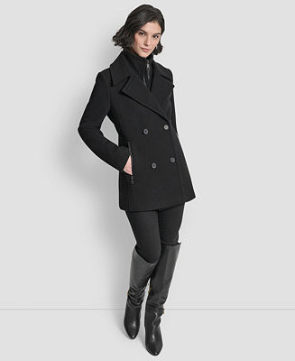 Women's Double-Breasted Bibbed Collared Coat | Macy's