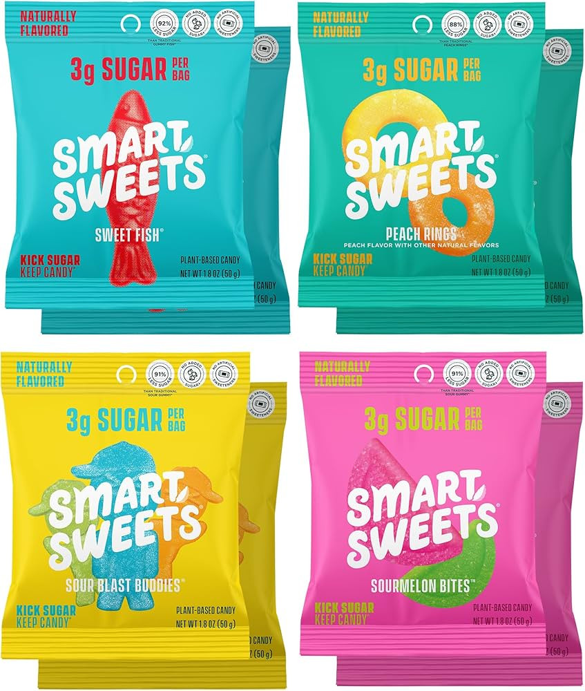 SmartSweets Variety Pack, 1.8oz (Pack of 8), Candy With Low Sugar & Calorie, Healthy Snacks For K... | Amazon (US)