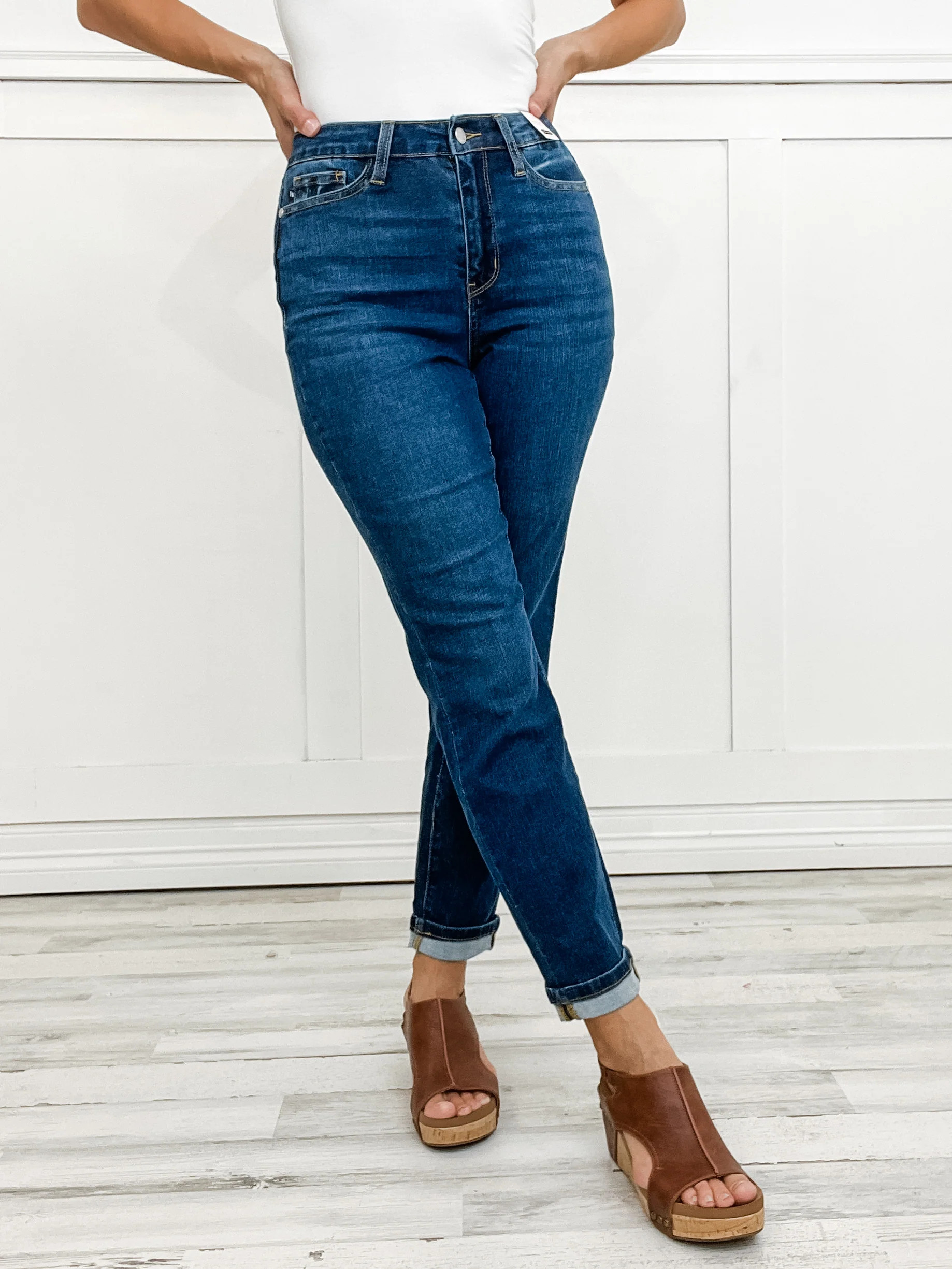 Judy Blue COOL SUMMER Hi-Rise Cool Denim Cuffed Boyfriend Jeans | Emma Lou's Boutique