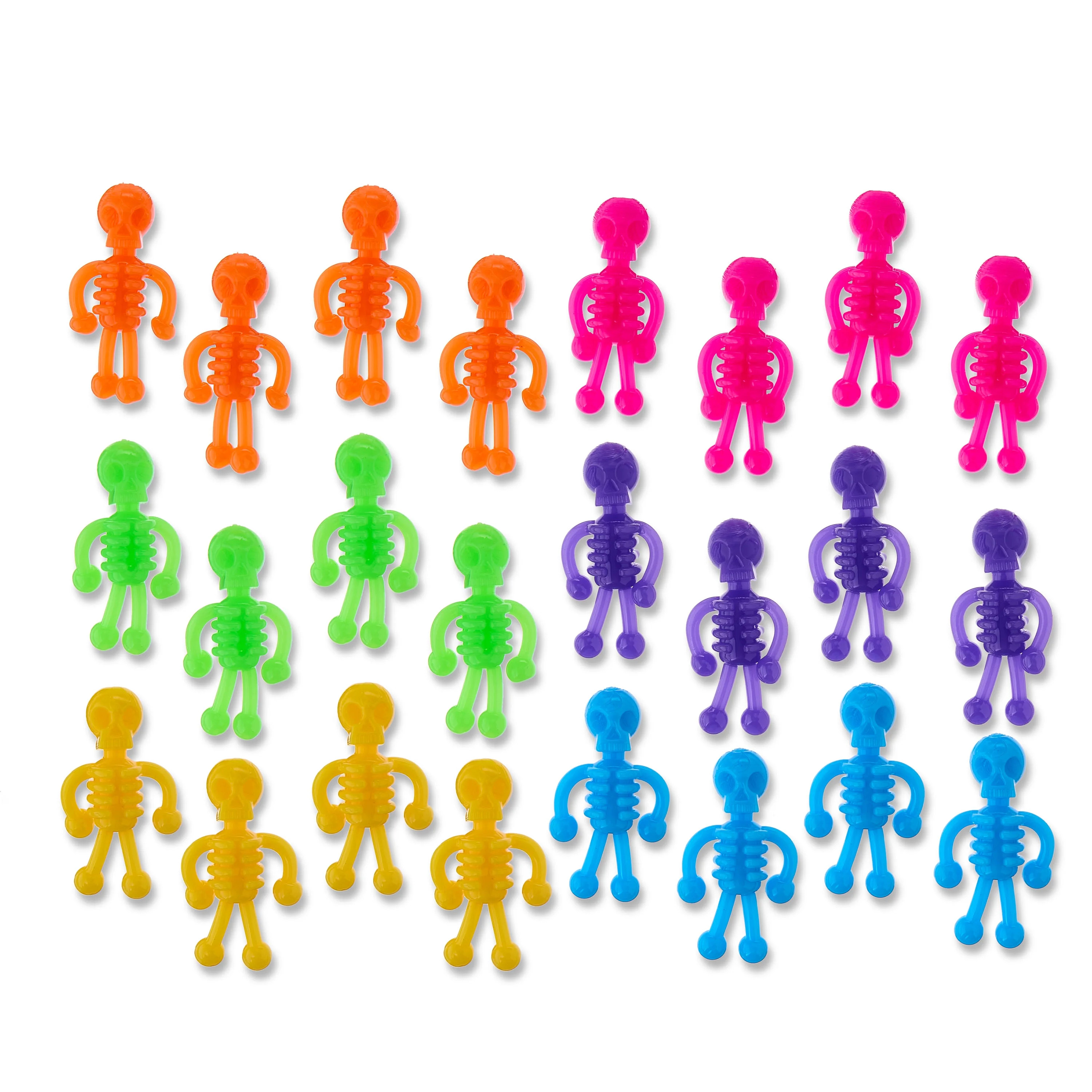 Halloween Sticky Skeletons, 24 Pieces, Soft Plastic Material, 6 Different Colors, Ages 3+, Party ... | Walmart (US)