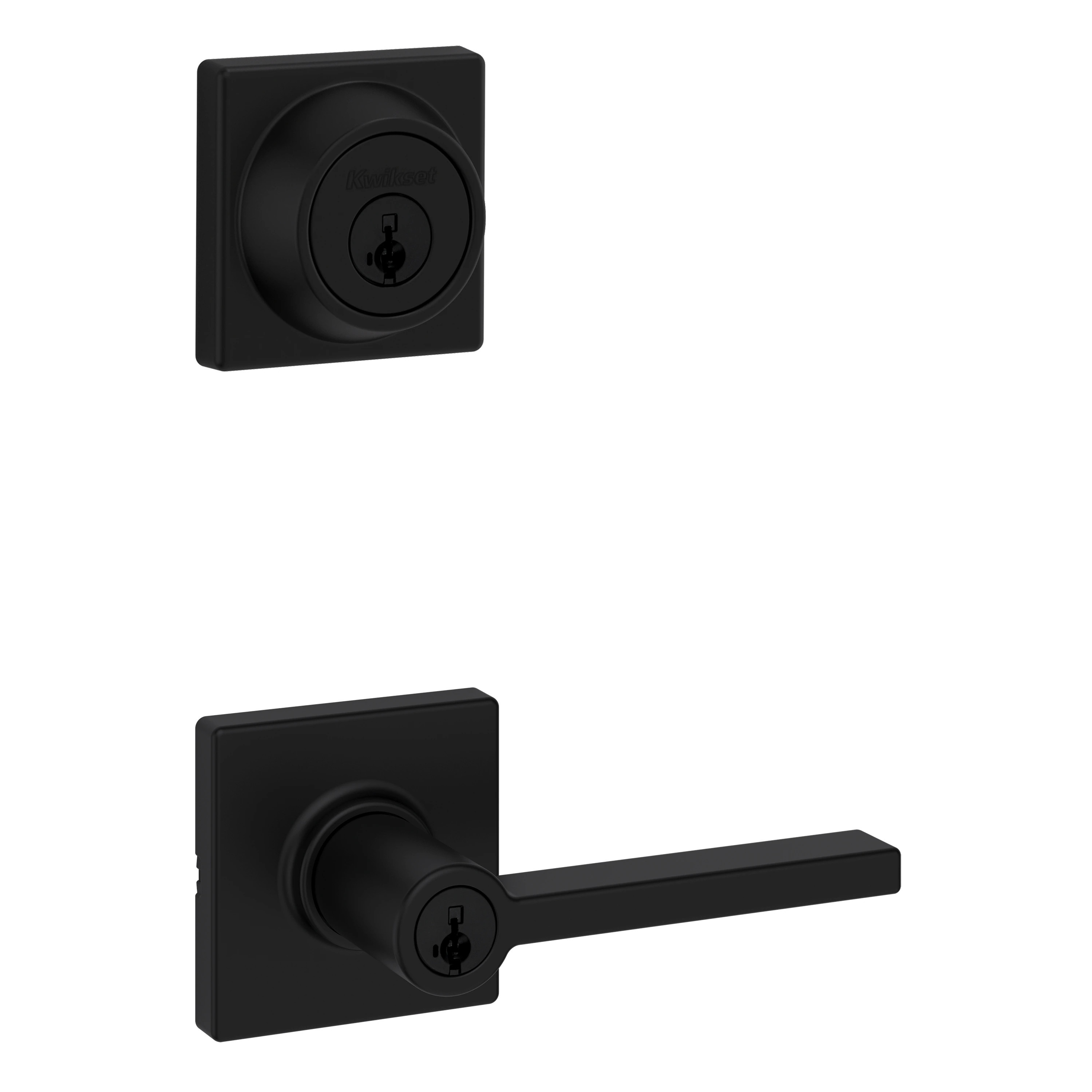 Kwikset Casey Matte Black Interior or Exterior Single-Cylinder Deadbolt and Keyed Entry Door Handleset ft. SmartKey Security | 96900-454 | Lowe's