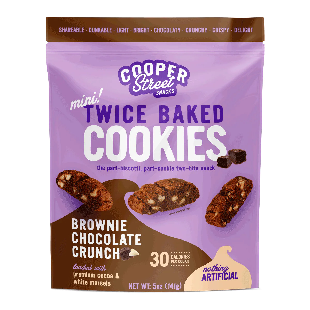 Brownie Chocolate Crunch Twice Baked Biscotti Cookies | Cooper Street Snacks