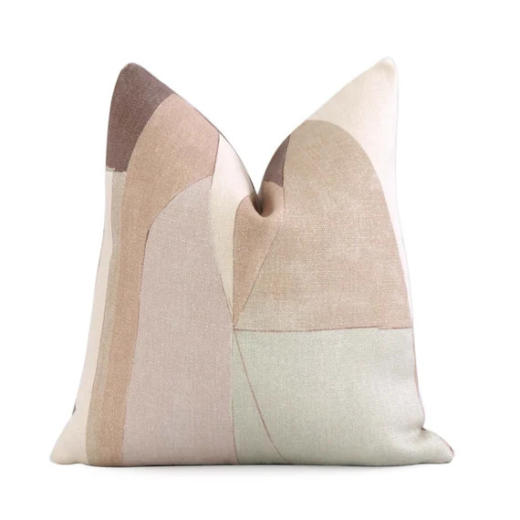 Brown Cream Pink Color Block Decorative Designer Pillow Cover | Etsy | Etsy (US)