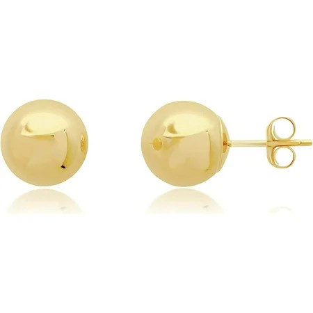 Yellow Large Gold Ball Earrings for Women 14k Real Gold | 14k Gold Stud Earrings for Women Men | 8MM Real Gold Post Earrings | Full Button Earrings by MAX + STONE | Walmart (US)
