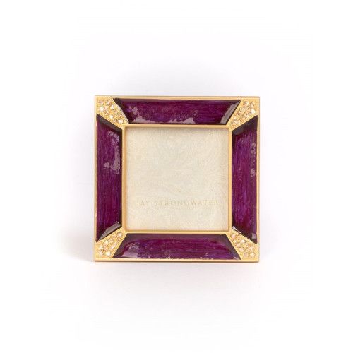 Jay Strongwater Leland Pave Corner 2" Square Frame Berry | Gracious Style