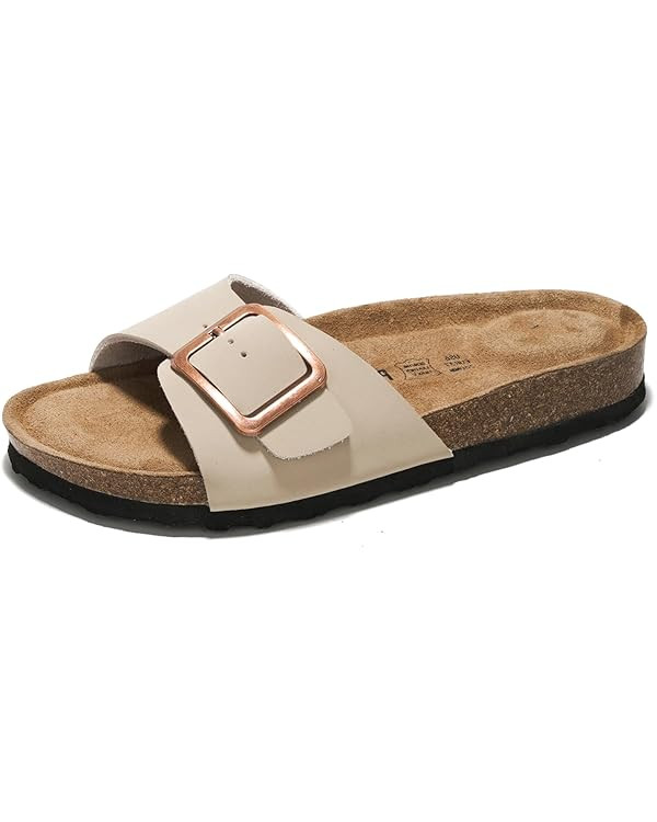 100% Genuine Leather Sandals Women Dressy Summer Beach Essentials - Flip Flops & Slides for Women... | Amazon (US)