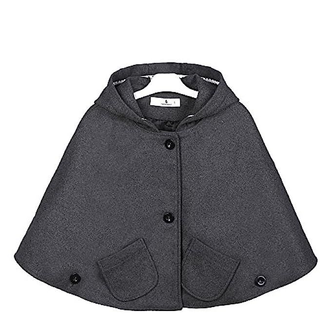 Everweekend Kids Girls Wool Blend Hoodie Capes Poncho Children Fall Winter Outwear | Amazon (US)