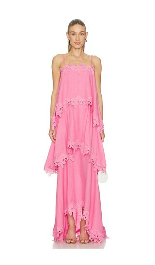 ELLIATT Miri Tiered Gown in Pink. - size L | Revolve Clothing (Global)
