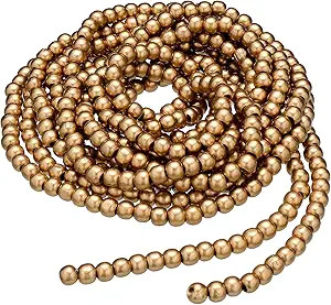 16 Feet Christmas Wood Bead Garland Wooden Bead Garland for Christmas Tree Holiday Decoration (Go... | Amazon (US)