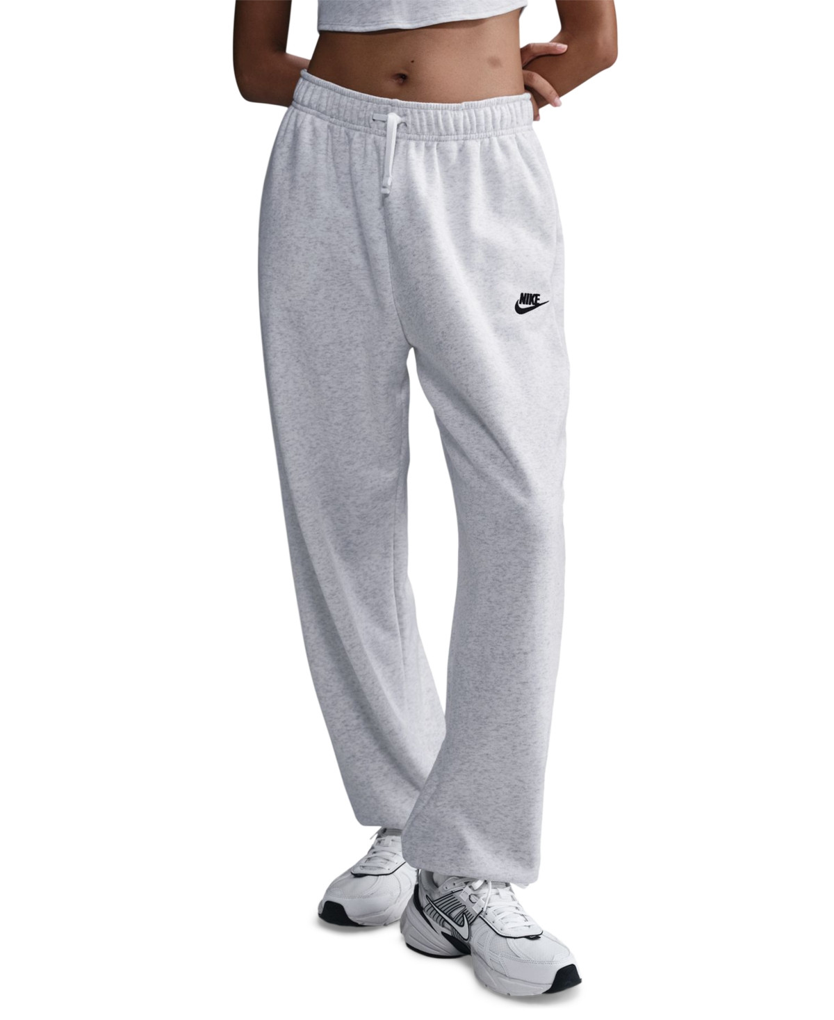 Nike Women's Sportswear Club Fleece Mid-Rise Oversized Sweatpants - B Hthr/bla | Macy's