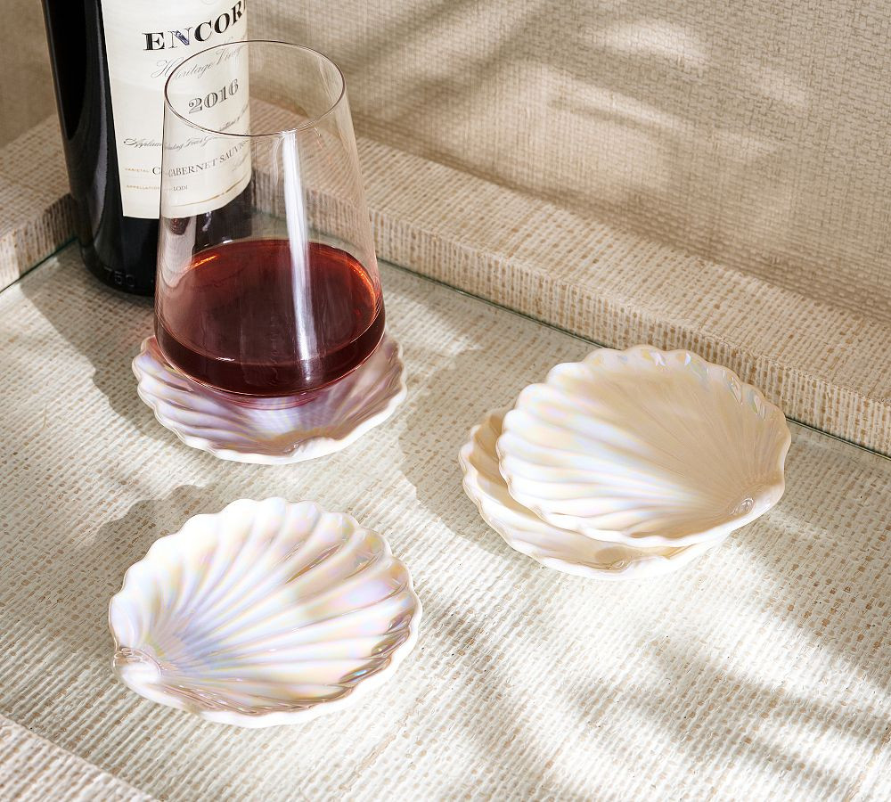 Pearlescent Shell Stoneware Coasters - Set of 4 | Pottery Barn (US)