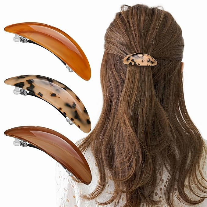Hair Barrettes for Women Tortoise Shell Hair Clips Classic Snap Retro Hair Pin Vintage French Bar... | Amazon (US)
