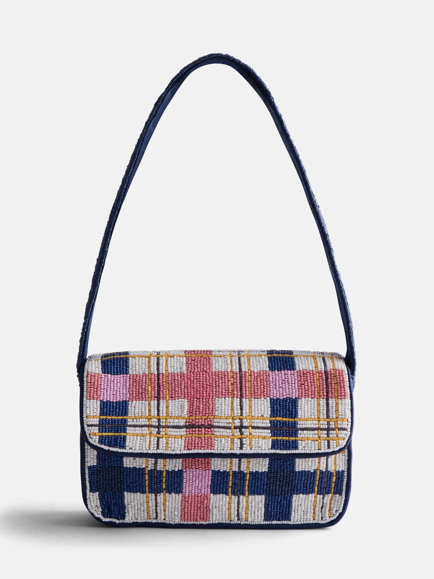 Free Assembly Women's Beaded Plaid Shoulder Bag, Multi | Walmart (US)