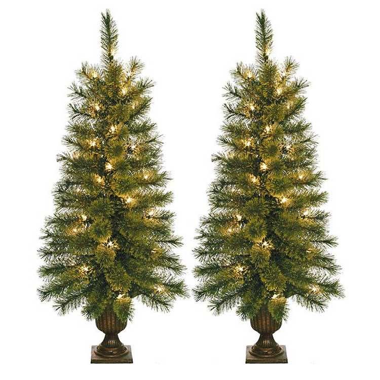 3.5 ft. Pre-Lit Christmas Trees in Urns, Set of 2 | Kirkland's Home