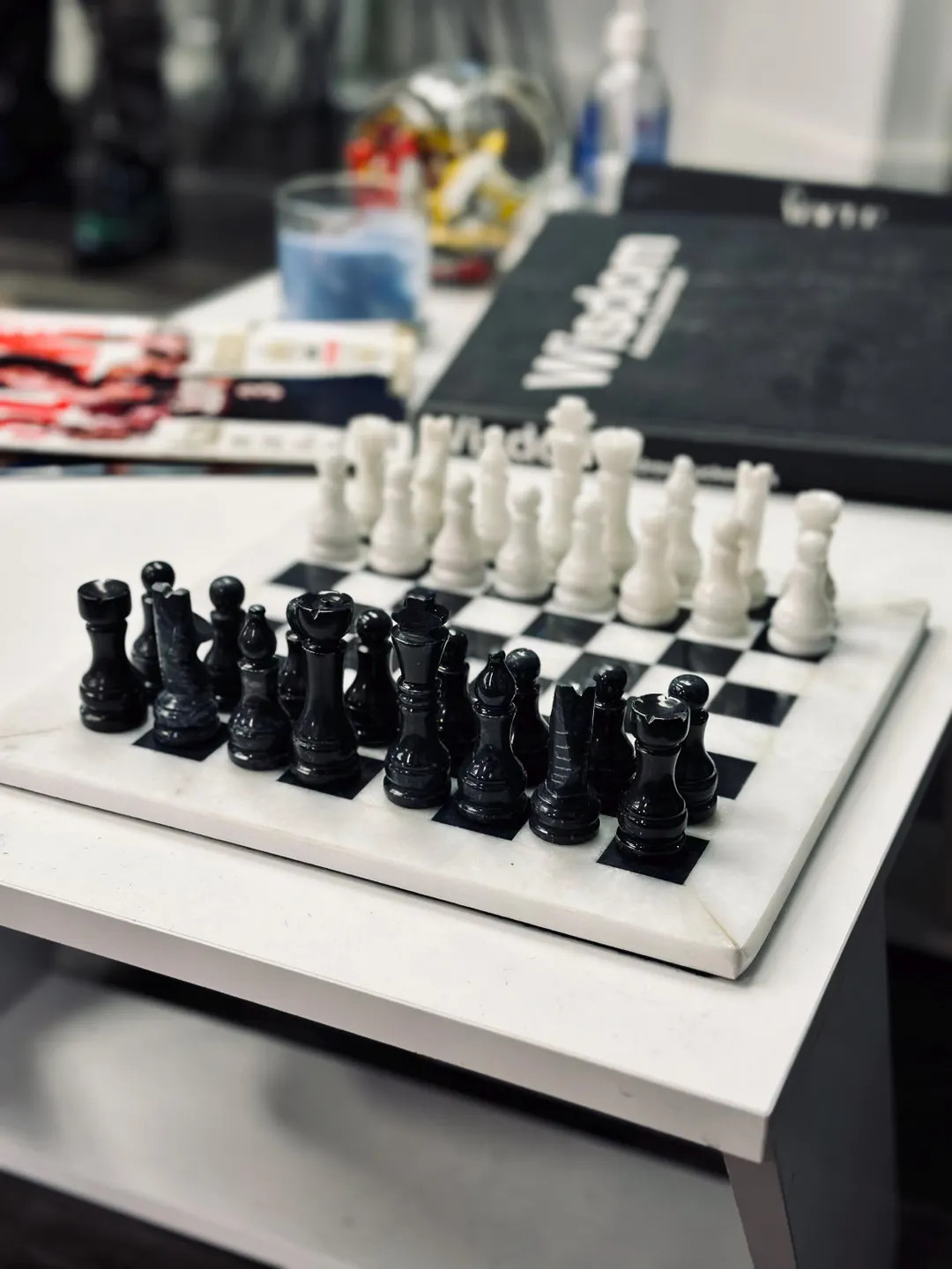 Chess Set - Classic Marble White & Black With Customizable Board, Elegant Game for Home Decor and... | Etsy (US)