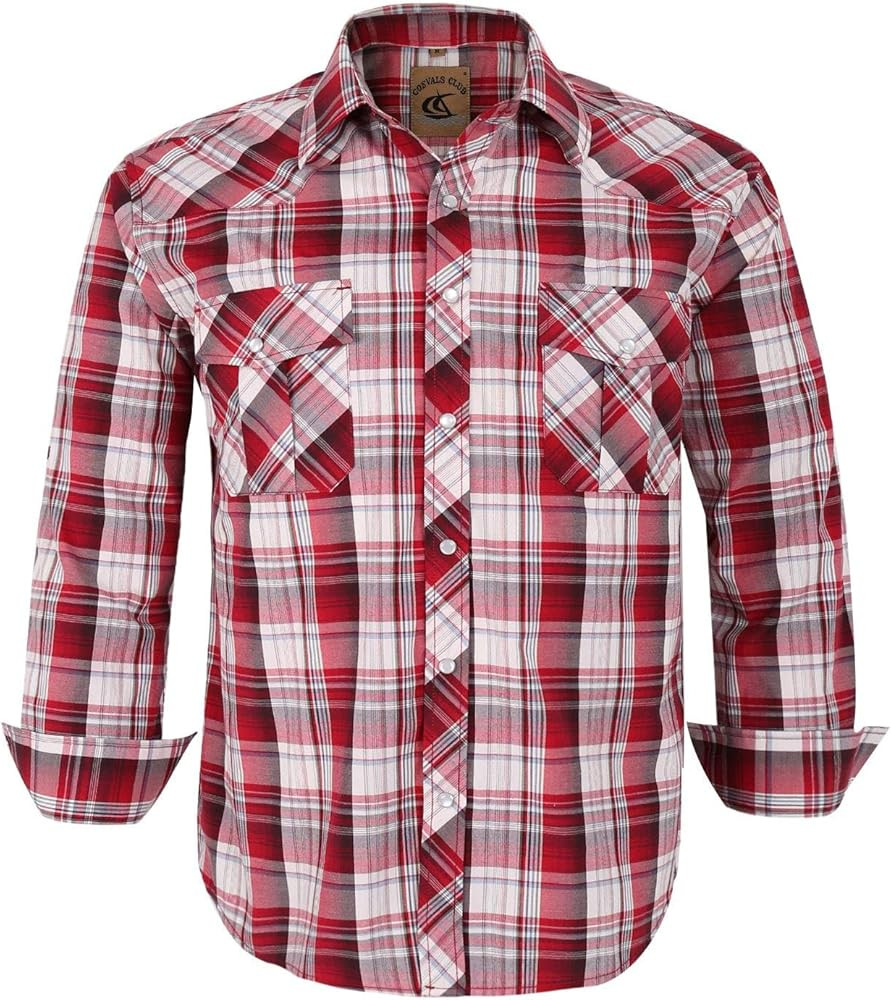 Men's Western Cowboy Long Sleeve Pearl Snap Casual Work Shirts | Amazon (US)