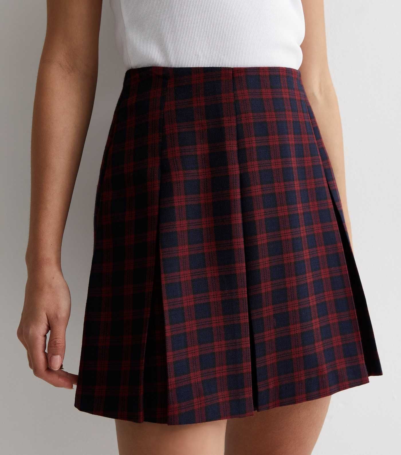 Red Check Pleated Mini Skirt | New Look | New Look (UK)