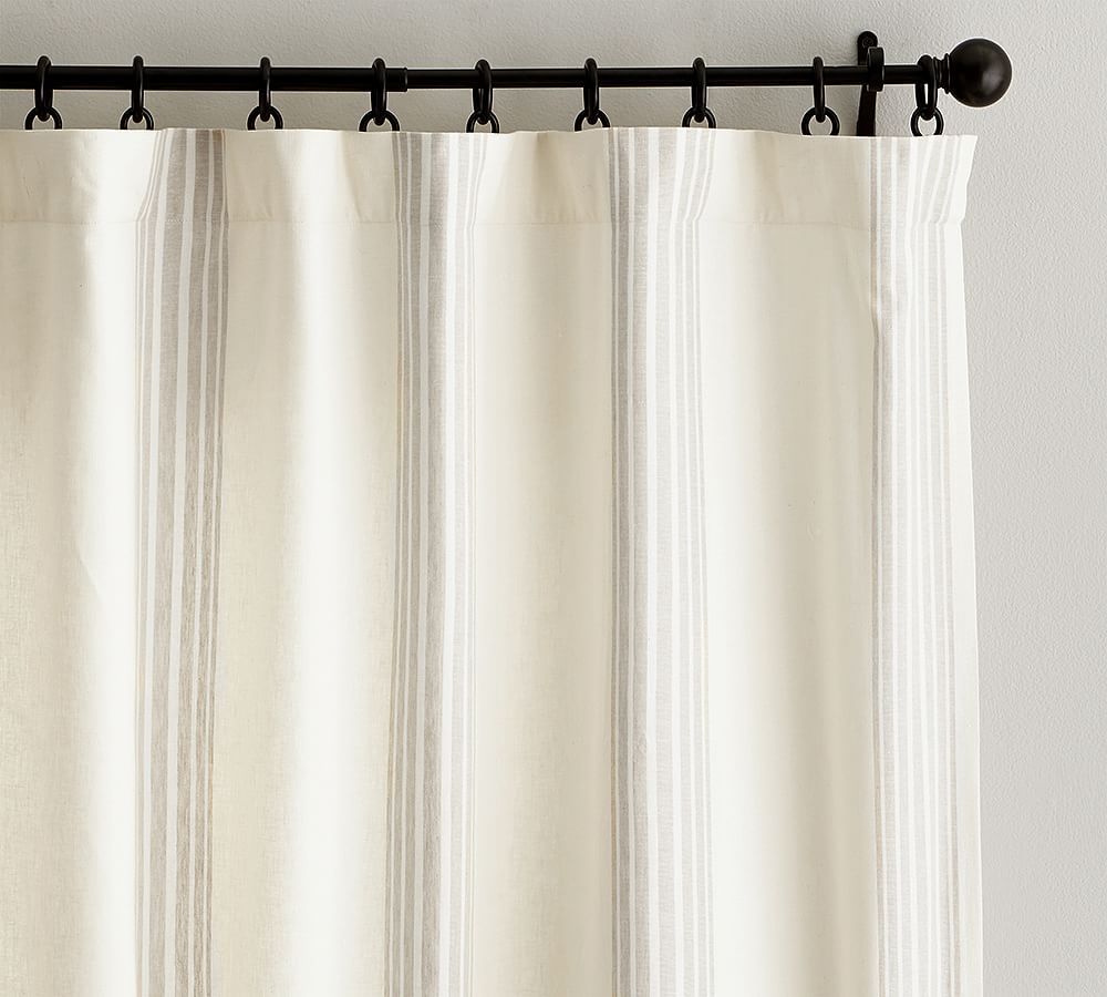 Riviera Striped Linen/Cotton Rod Pocket Curtain, 50 x 108"", Sandalwood | Pottery Barn (US)