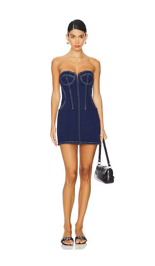 Karina Grimaldi Emilia Denim Mini Dress in Denim-Dark. | Revolve Clothing (Global)