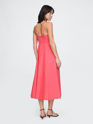 Linen-Blend Scalloped Midi Dress | Gap (US)