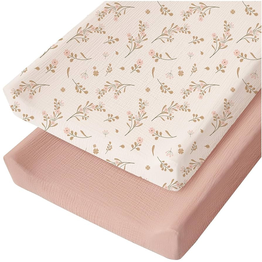 Konssy Muslin Changing Pad Cover for Baby Girls Boys, 100% Cotton Fitted Diaper Chang Table Cover... | Amazon (US)