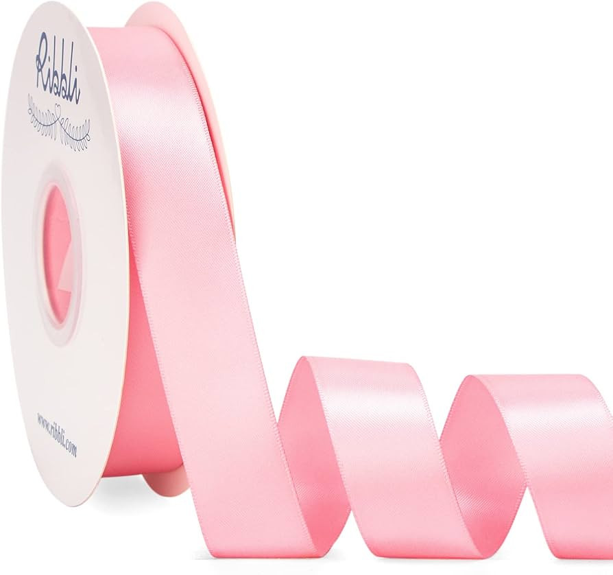 Ribbli Pink Satin Ribbon Double Faced Satin 1 inch x Continuous 50 Yards-Pink Ribbon for Gift Wra... | Amazon (US)