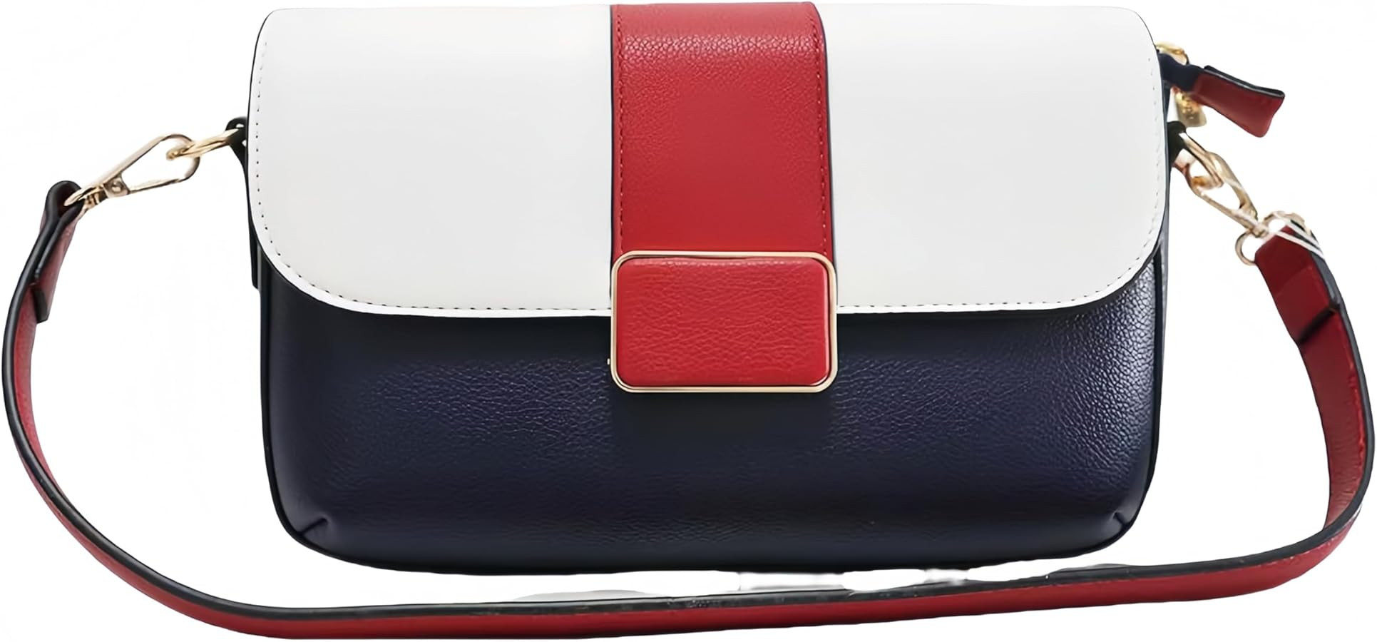 Crossbody Bags for Women, Women's Color-Block PU Leather Shoulder Bags Medium Size with Two Strap... | Amazon (US)