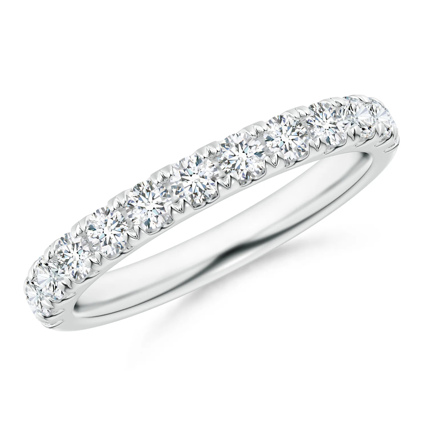 Lab-Grown Half Eternity Round Diamond 3 mm Wedding Band for Her in 14K White Gold (Fancy Intense,... | Angara US