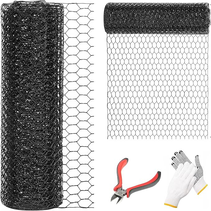 48'' x 50' Black Chicken Wire Fencing, 1 inch Chicken Wire and 20 Gauge Poultry Netting, Garden M... | Amazon (US)