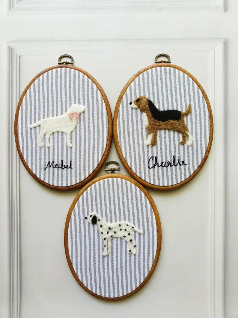 Personalized Custom Dog Needle Felted Embroidery Hoop Wall Art, Pet Customized Name, Dog Owner Ph... | Etsy (US)