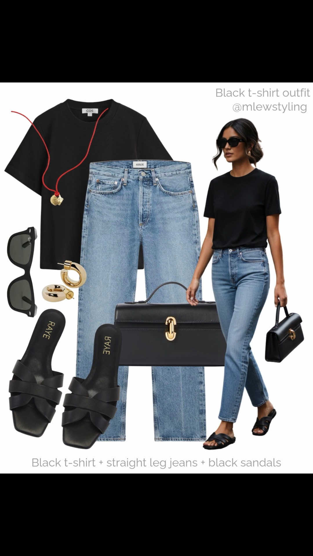 Simple & chic summer outfit with jeans ❤️‍🔥

Tags: black tee, agolde Lana straight leg jeans, savette clutch bag, raye slide sandals, ray-ban aviator sunglasses, statement necklace, wardrobe basics, capsule wardrobe

#LTKsummer #LTKjeans #LTKbag