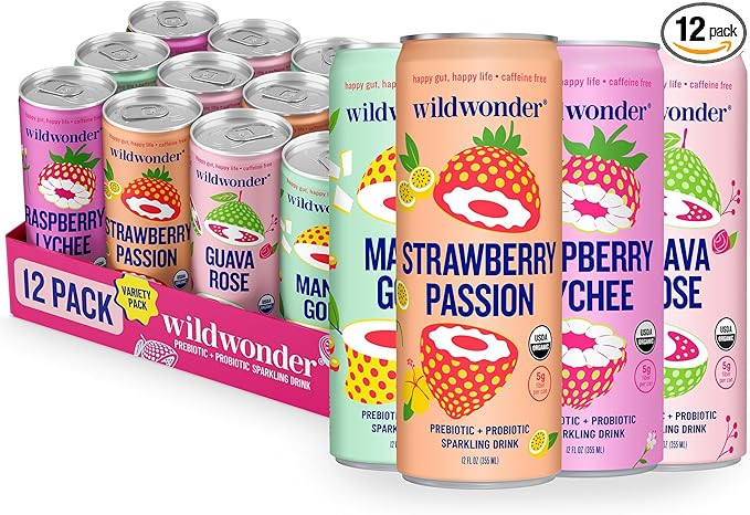wildwonder Sparkling Probiotic Drink 12pk, For Gut Health & Immune Support, Classic Variety Pack,... | Amazon (US)