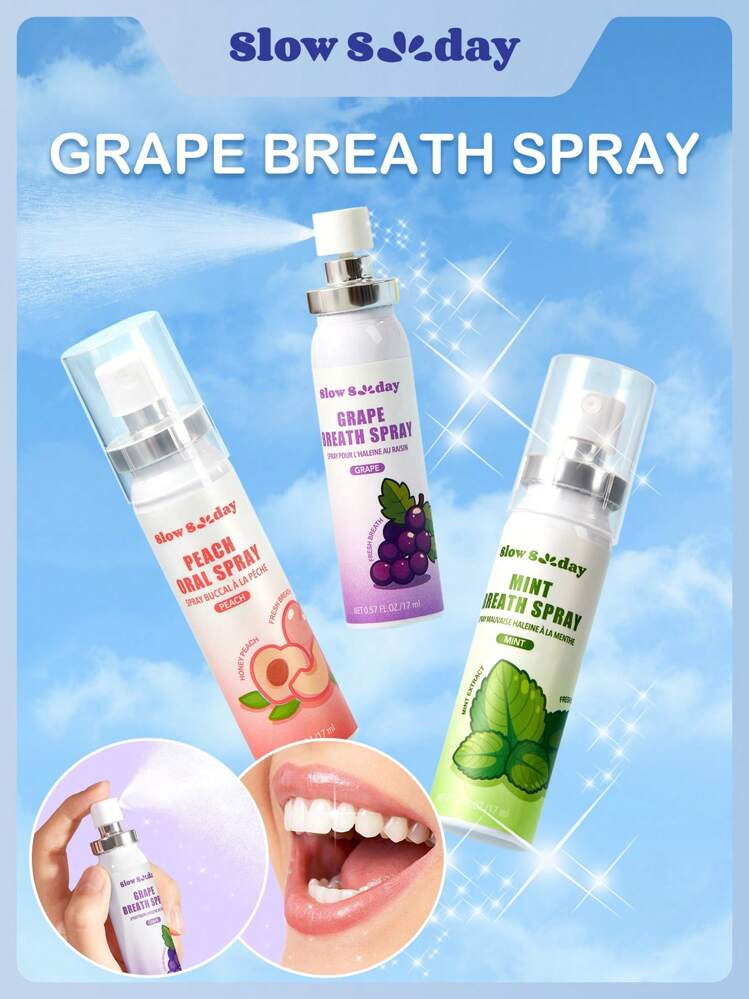 SlowSunday Grape Breath Spray, Fruit Flavored Mouth Freshener Spray, Go-To For Instantly Refreshing Your Breath | SHEIN