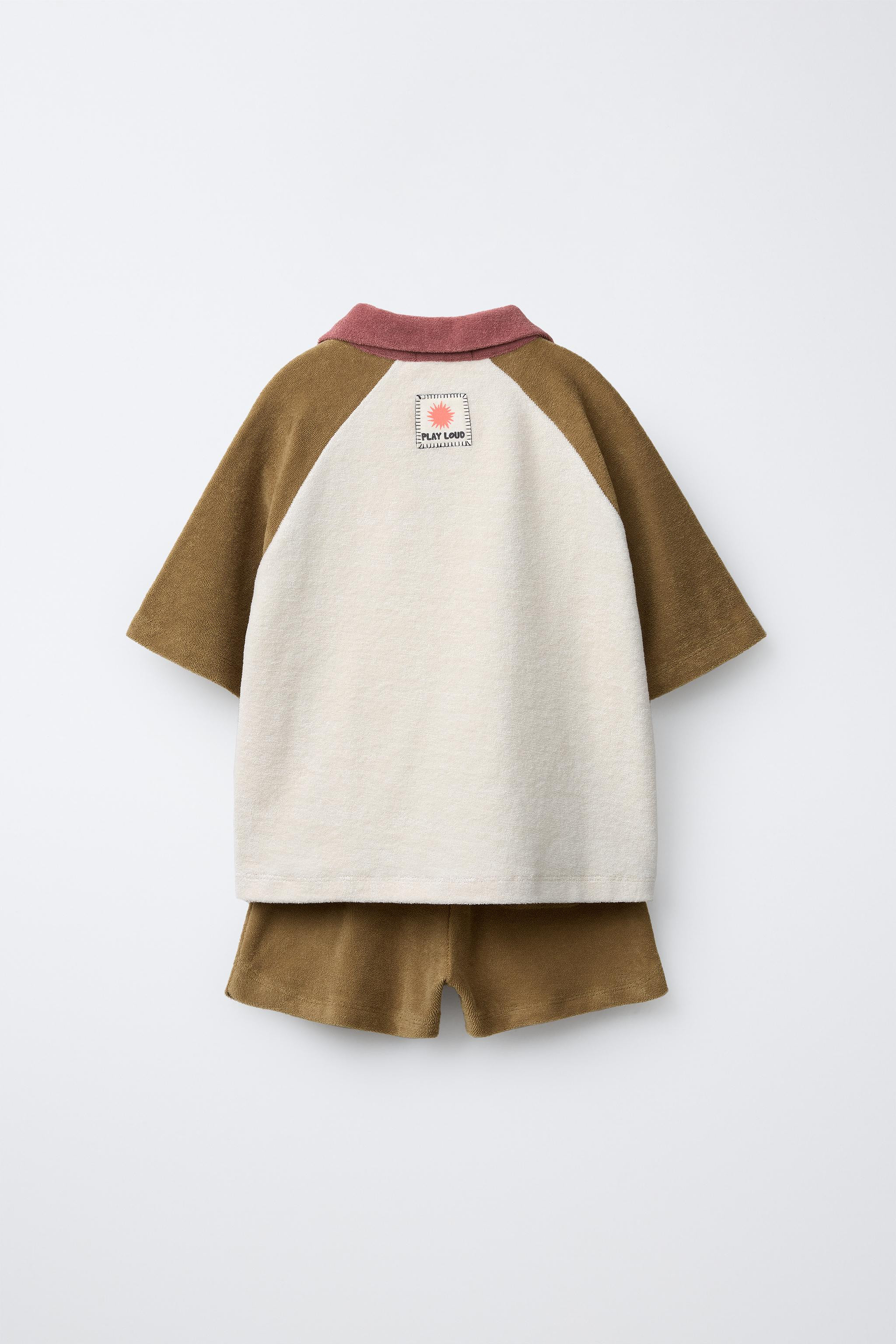 COLORBLOCK TERRYCLOTH POLO AND BERMUDA SET | Zara US