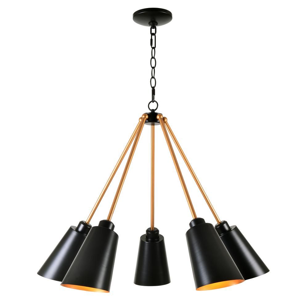 Kenroy Home Alvar 5-Light Black Chandelier with Black Shade-93675BL - The Home Depot | The Home Depot
