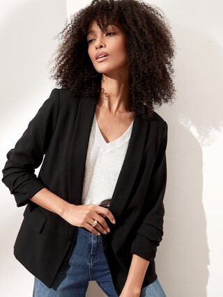 Petite Ruched-Sleeve Blazer | Banana Republic Factory