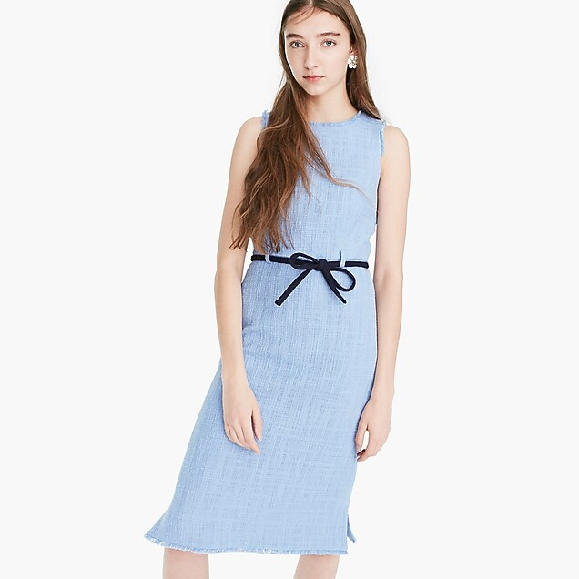 Belted sheath dress in textured tweed | J. Crew US