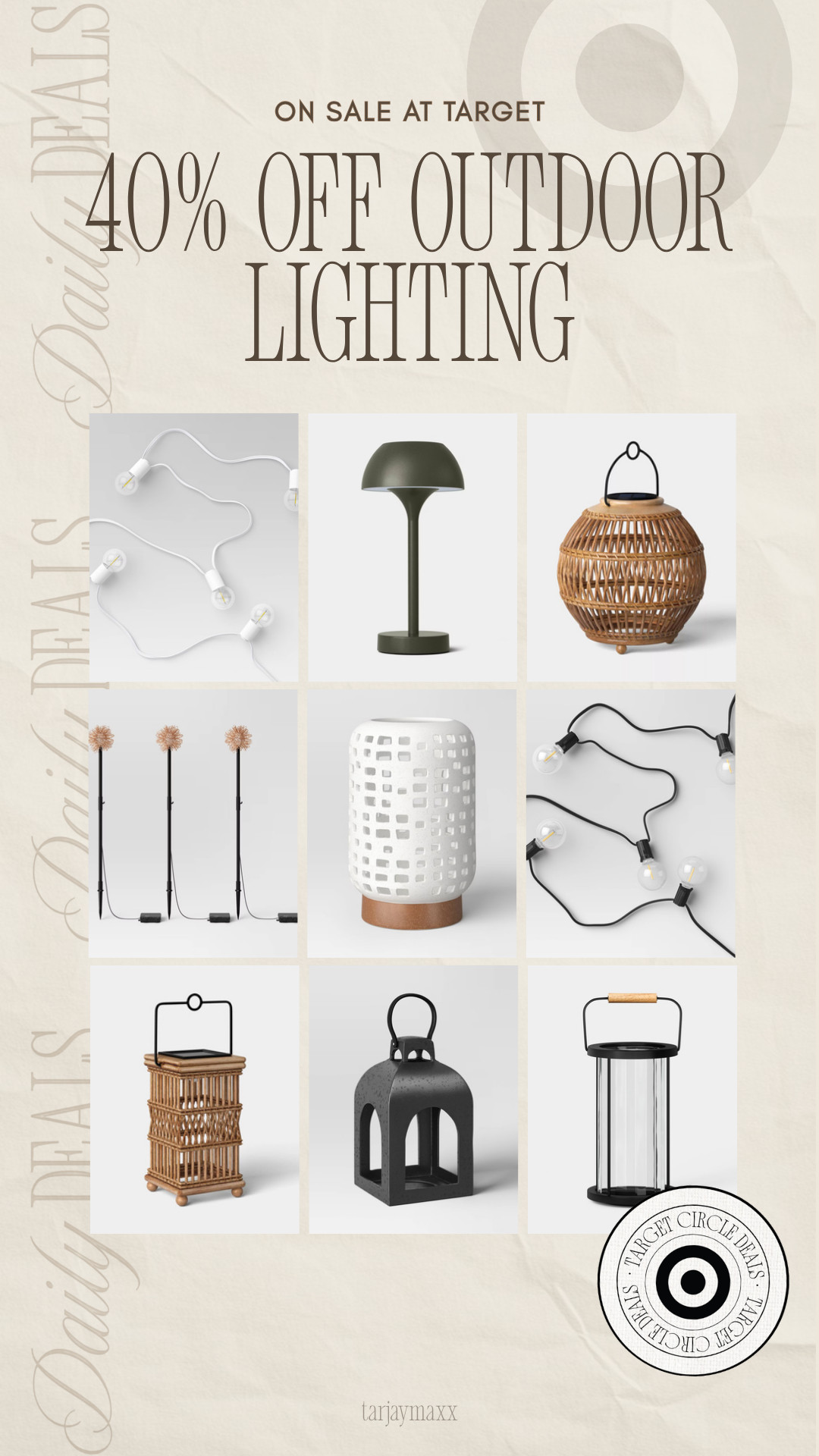 Outdoor refresh, but make it affordable ✨🏡 Target has select outdoor lighting 40% off right now, including lanterns, string lights, and patio lighting that can completely change the look of your space!

wedding guest dress summer, summer outfits, summer dresses, country concert outfits, fathers day gift guide, plus size fashion, date night outfits, vacation outfits beach, work outfits, business casual workwear, outdoor decor, patio decor, outdoor lighting, target home 

 #LTKSeasonal #LTKHome
