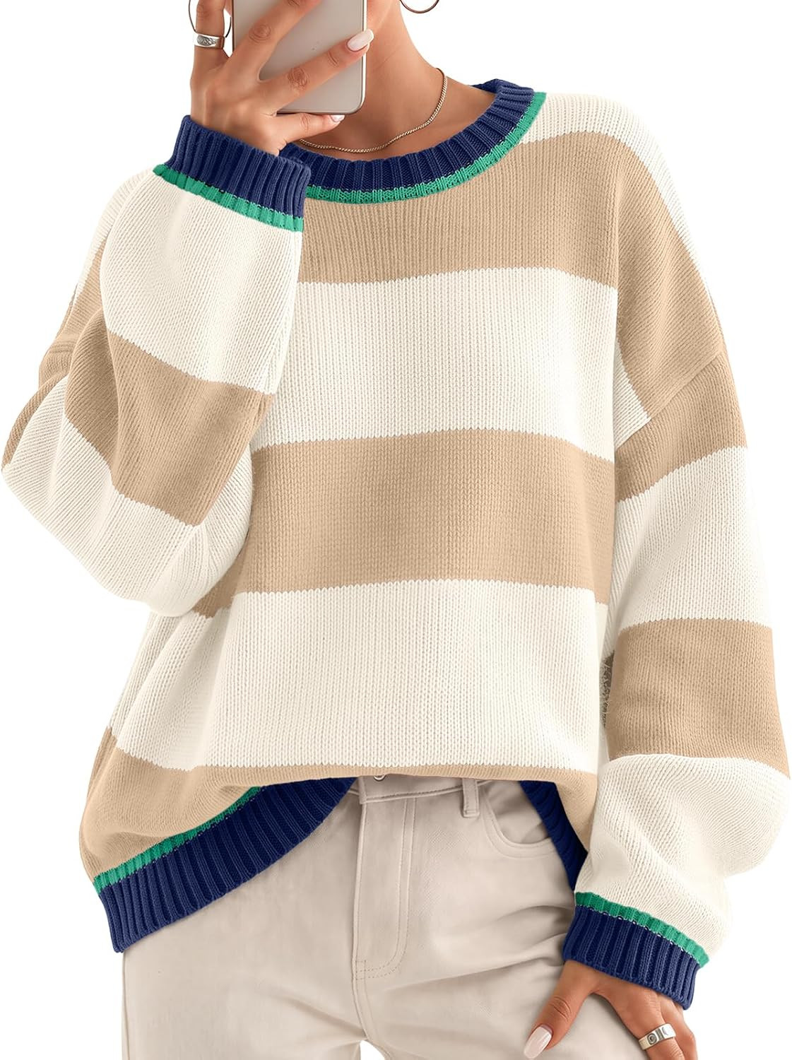 Trendy Queen Womens Striped Oversized Sweaters 2026 Fall Fashion Outfits | Amazon (US)