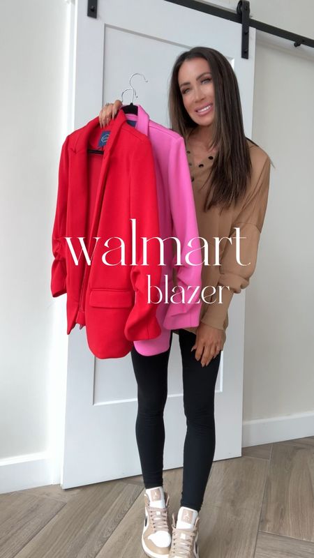❤️🩷 amazing blazers in the viral scuba fabric. This blazer is one of my favs and I own in other colors, sz xs
Bodysuit sz small, jeans sz 25, heels I sz up 1/2 sz for comfort 
Bodysuit sz small, jeans sz 25, short
Sneakers tts, pink Gucci mini bag 🩷
Start of video.,Leggings perf tunic sz small, leggings sz small, Nikes tts, outfit idea as workwear, date night or casual and sporty with the kids #LTKU

#LTKVideo #LTKfindsunder50 #LTKworkwear