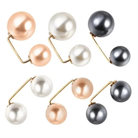 6Pcs Faux Pearl Brooch Pin Safety Pin Fashion Shawl Collar Button (Mixed Style) | Walmart (US)