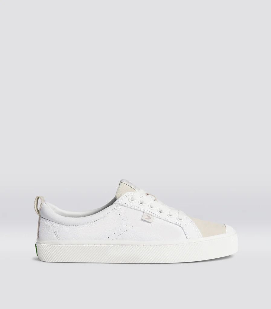 OCA Low White Premium Leather Vintage White Suede Sneaker Women | Cariuma