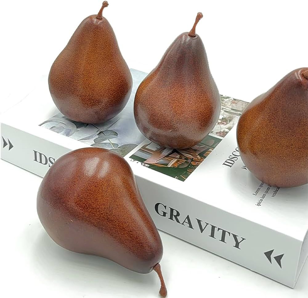 6PCS Fake Brown Pear Artificial Lifelike Fake Fruits Decorative Kitchen Party Home Ornament House... | Amazon (US)