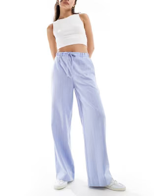 ASOS DESIGN tailored pull on trousers in blue and white stripe | ASOS | ASOS (Global)