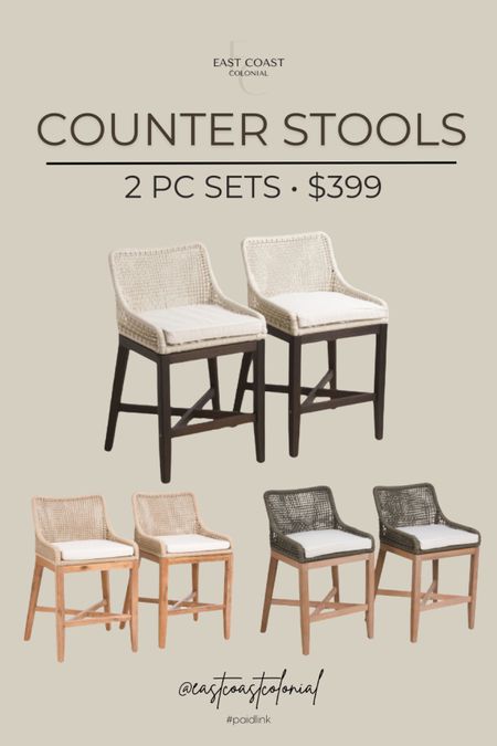 Save on these popular, woven counter stools priced at $399 for a set of 2. Kitchen seating and decor. 

#LTKFamily #LTKHome #LTKSaleAlert