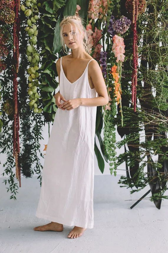 Africa milky white dress - Linen dress - Summer dress - Minimal linen dress - Linen women clothes... | Etsy (US)