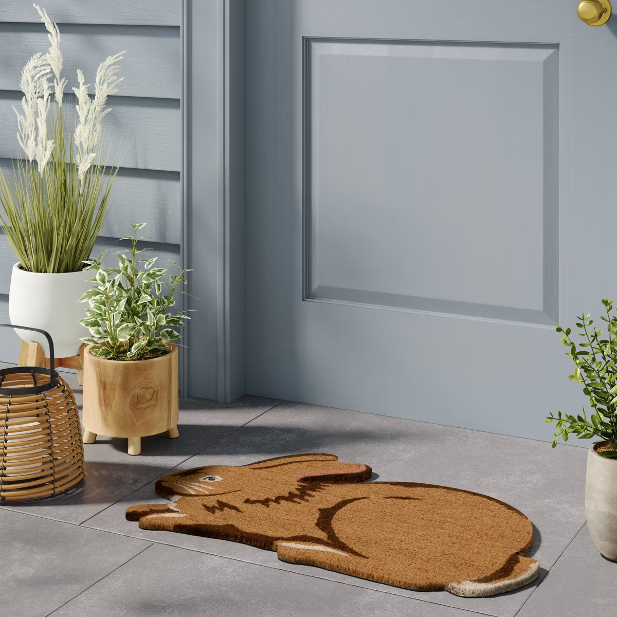 1'6"x2'6" Easter Bunny Tufted Outdoor Coir Doormat Brown - Threshold™ | Target