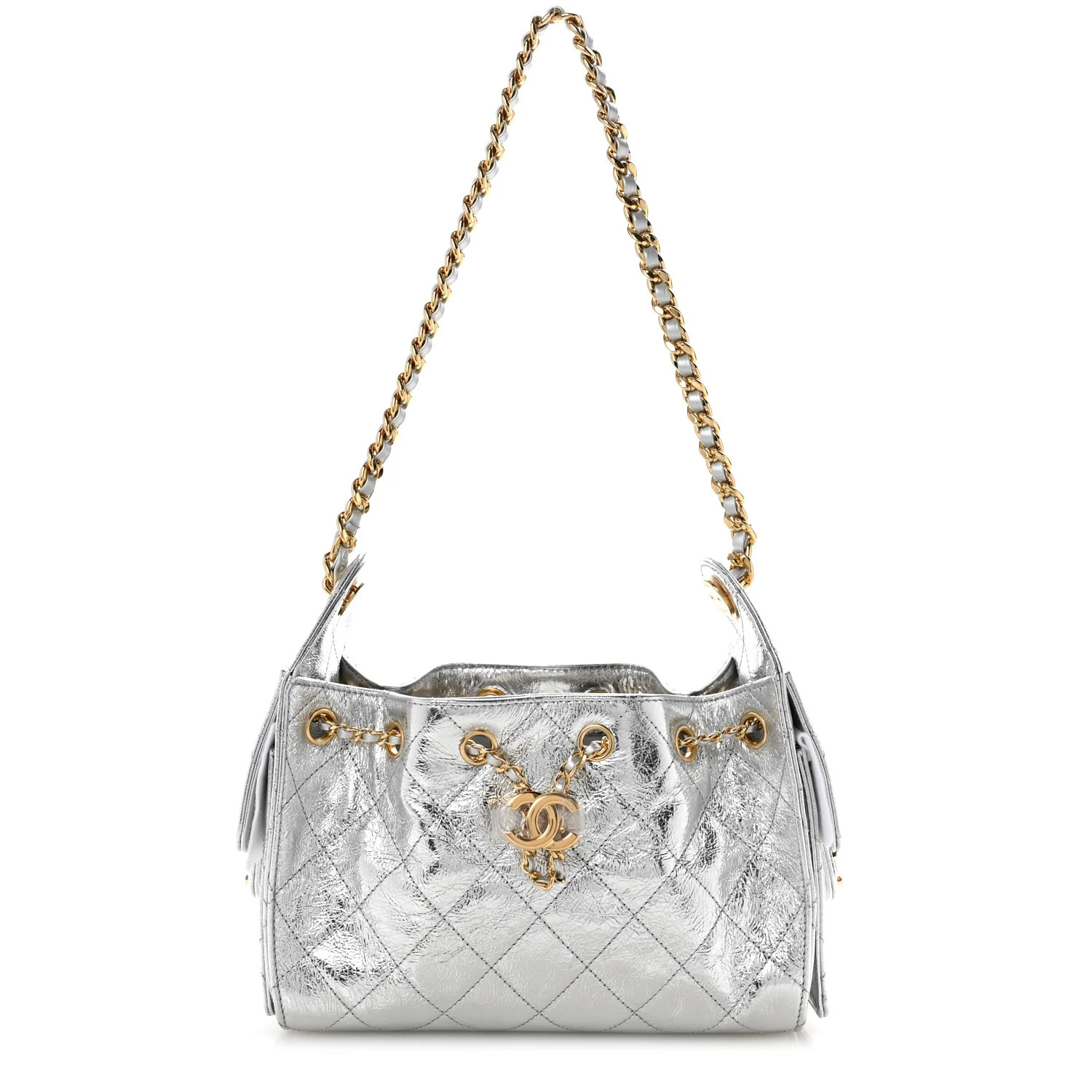 Metallic Aged Calfskin Quilted Mini Chanel 25 Handbag Silver | FASHIONPHILE (US)