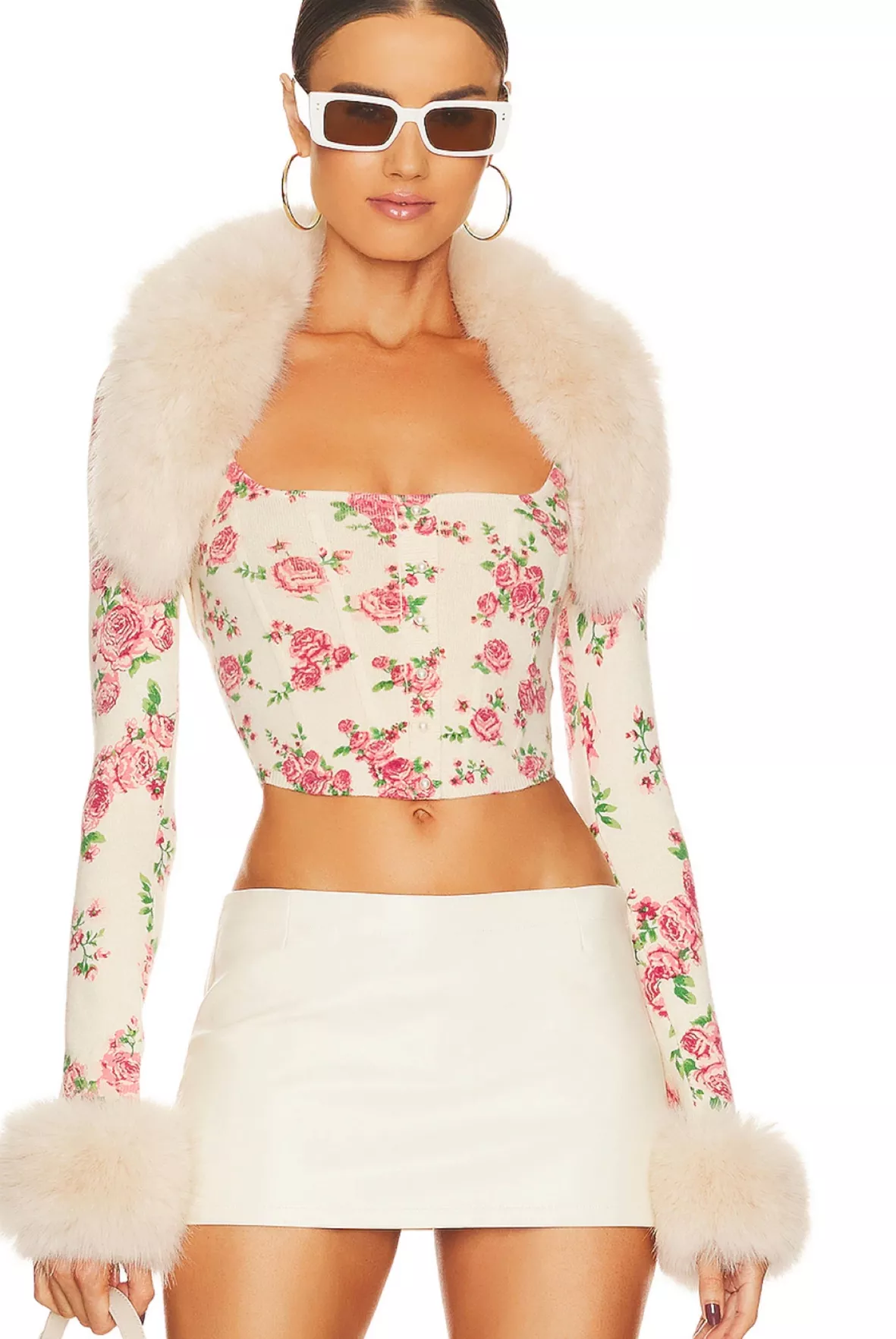 Knitted Corset Top in Cream Floral curated on LTK